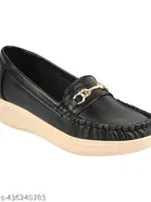 Shoetopia Solid Synthetic Loafers for Girls 