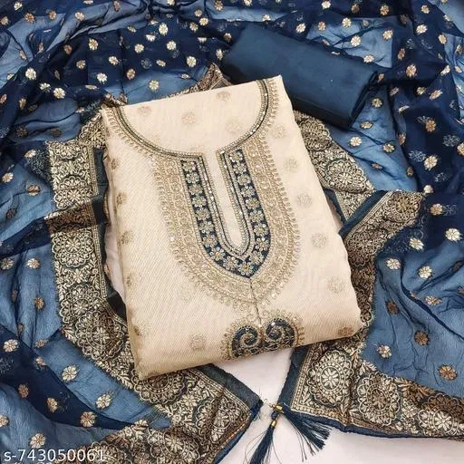 Silk Blend Punjabi/All Over Suits (Multicolor, 6.25 meter for Women (L)