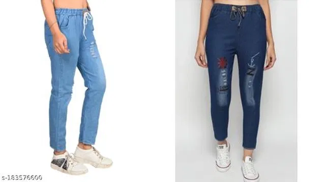 Denim Jeans for Girls (Blue, 12-13 Years) (Pack of 2)