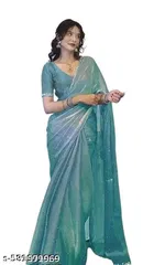 Georgette Embroidered Saree For Women, Green