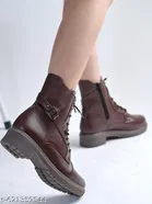 Solid Heeled Boots for Women Brown 