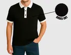 Cotton Blend Colorblocked Polo Neck T-Shirt for Men, Black 