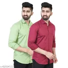 Cotton Blend Solid Shirt for Men, Multicolor, Pack of 2 