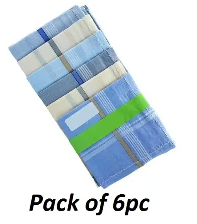 Cotton Blend Handkerchiefs for Men (Pack of 6) (Multicolor, 18x18 cm)