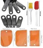 Plastic 8 Pcs Measuring Cups & Spoons with Spatula & Oil Brush with 3 Pcs Cake Scrapers 