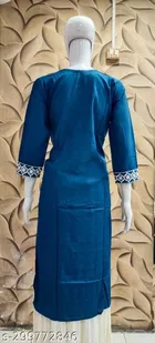 Rayon Slub Embroidered Kurti for Women 