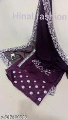Georgette Embellished Saree For Women, Purple