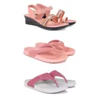 Combo of Heels with Slippers for Women (Multicolor, 7) (Pack of 3)