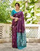 Chanderi Cotton Printed Saree for Women, Purple 