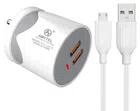 Plastic Dual Port Fast Charging Mobile Charger (White)