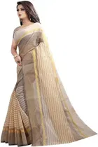 Polycotton Striped Saree for Women 