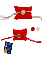 Metal 2 Pcs Rakhi with Greeting card, Roli 