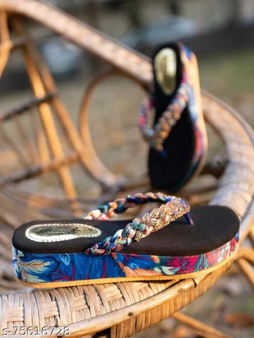 Shoetopia Black Embellished Platform Sandals (IND-3)