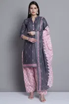Cotton Printed Kurta with Pant & Dupatta 
