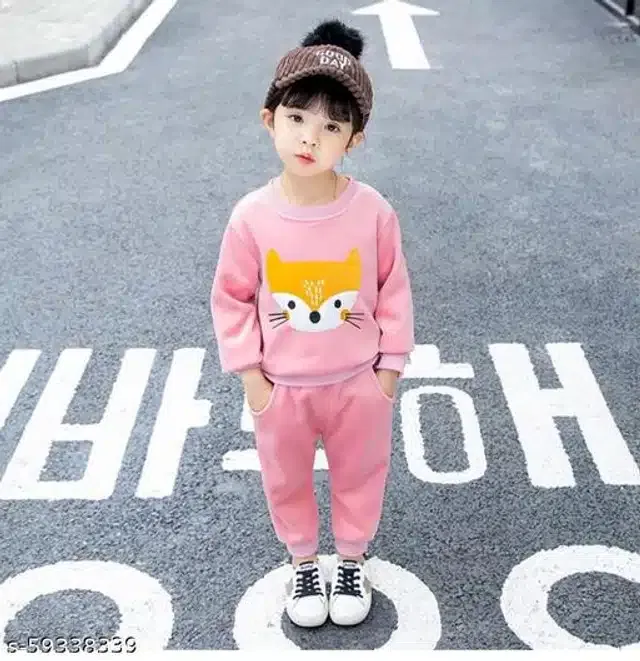 Hosiery Cotton Full Sleeves T-Shirt with Pant Clothing Set for Kids (Pink, 0-1 Years)