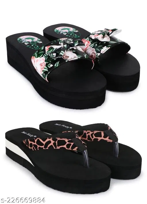EVA Flip-flops for Women (Black, 7) Pack of 2