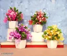 Plastic Artificial Flowers, Multioclor, Pack of 4