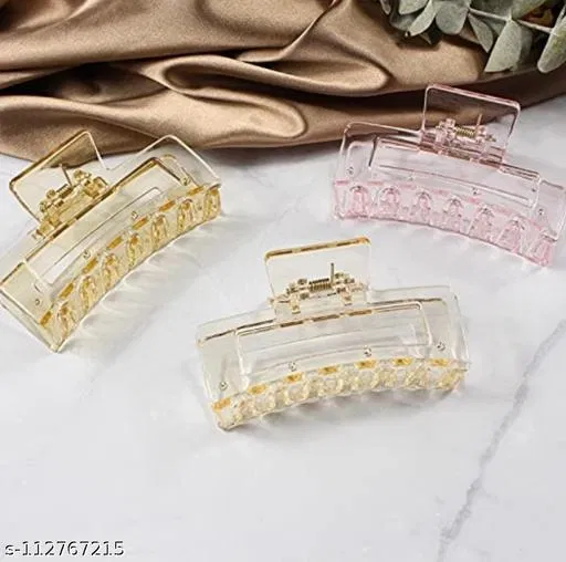 Plastic Hair Clutcher for Women & Girls (Multicolor, Pack of 3)