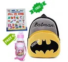 Combo of Fabric School Bag, Water Bottle with All in One Book for Kids 