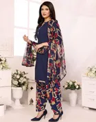 Crepe Unstitched Suit for Women, Blue 