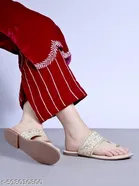 Shoetopia Solid Flat Sandals - Cream 