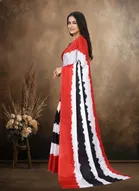 Art Silk Printed Saree for Women, Red 