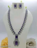 Elegant Silver-Plated Long Necklace and Earrings Set for Women