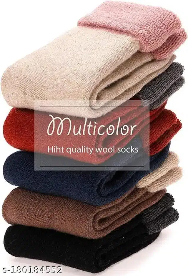 Wool Socks for Women (Multicolor, Set of 5)