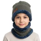 Woolen Solid Cap with Neck Wramer for Kids, Pack of 2, Multicolor