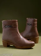 Solid Synthetic Womens Mid-Top Boots 