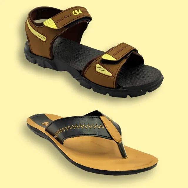 Slipper with Sandals for Men (Multicolor, 6) (Pack of 2)