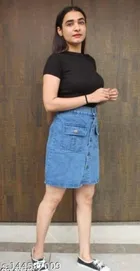 Denim Skirts for Women (Blue, 28)