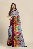 SVB जॉर्जेट साड़ी विद ब्लाउज फॉर विमेंस 