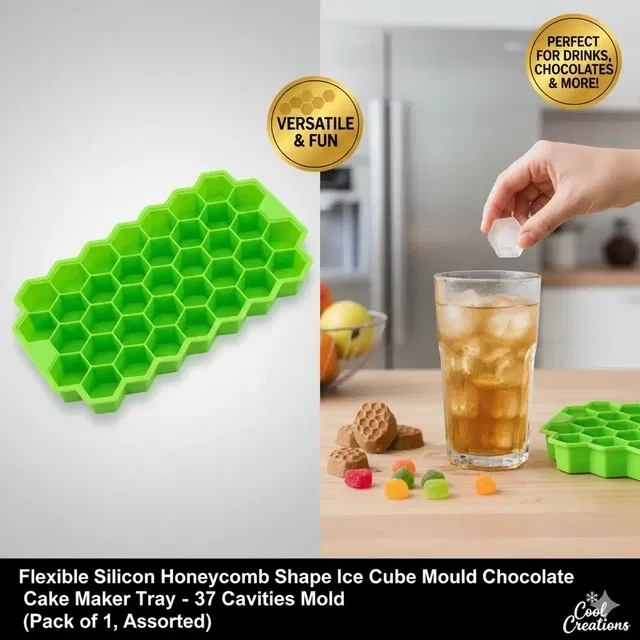Silicon Honeycomb Shape Ice Cube Mould Tray-37 Cavities Mold (Pack of 1, Assorted)