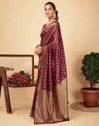 Silk Woven Design Saree for Women, Maroon 