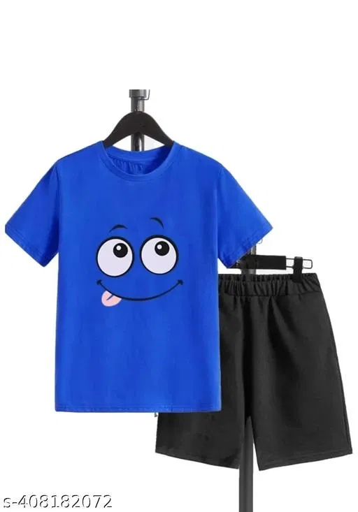 Cotton Blend Printed Clothing Set for Boys, Blue (2-3 Years)