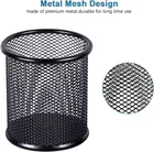 Metal Pen Holder Round Shape and 5 Pcs Ezee Click 0.7 to 1 mm Ball Pen 