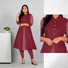 Solid Embroidered A-line Kurti for Women 
