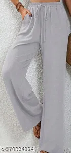 Cotton Blend Solid Trousers for Men, Grey 