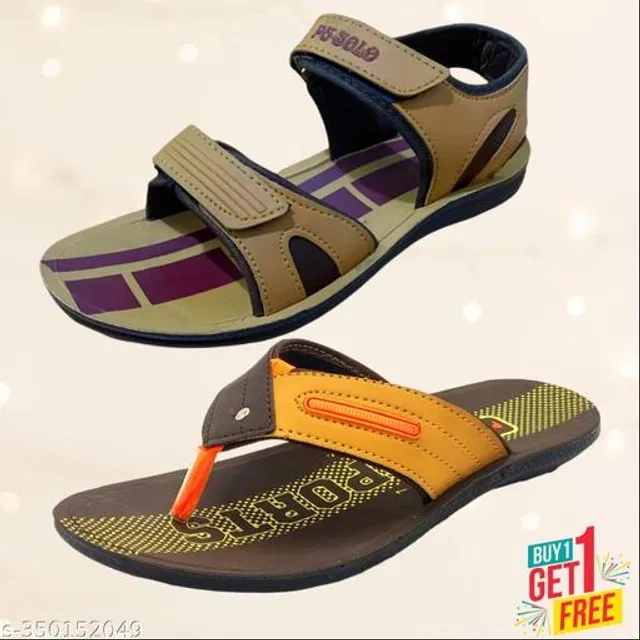Sandal with Flipflop for Men (Multicolor, 9) (Pack of 2)