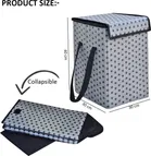 Canvas Laundry Basket,Grey & Yellow,  