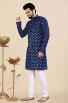 Cotton Blend Printed Kurta for Men 