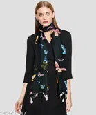 Poly Chiffon Scarves for Women, Black, Pack of 6