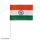 Fabric Indian Flag with Stick (Multicolor, 6x4 inches) (Pack of 30)