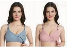 Cotton Blend Solid Non Padded Feeding Bras for Women (Multicolor, 30C) (Pack of 2)