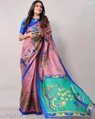 Art Silk Printed Saree for Women, Pink 
