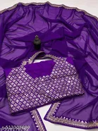 Georgette Saree for Women, Purple 