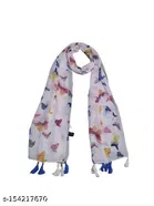 Poly Chiffon Printed Scarves for Women, Multicolor, Pack of 2