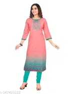Rayon Slub Printed Kurti for Women 