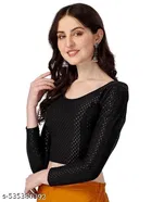 Lycra Ready Made Blouse for Women, Black 
